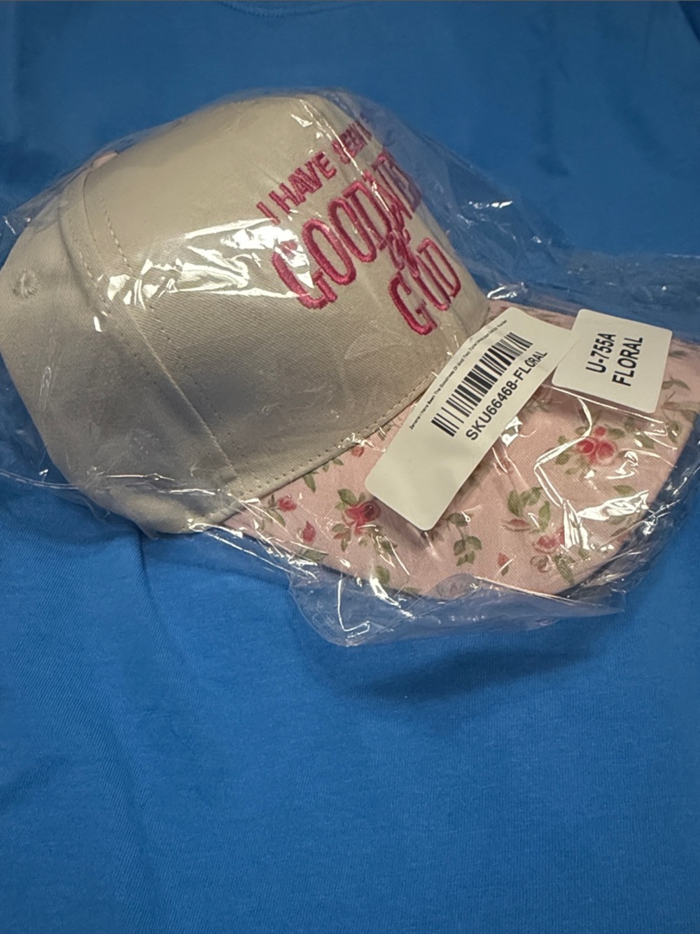 Zenana Faith Based “Goodness of God” Baseball Cap with Pink Embroidery - Picture 6 of 6